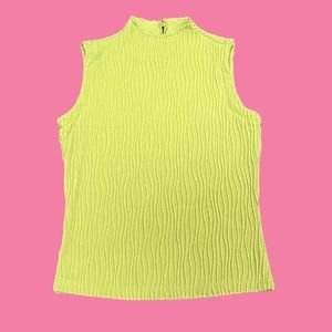 Green Mock Neck Top w/ Keyhole Back